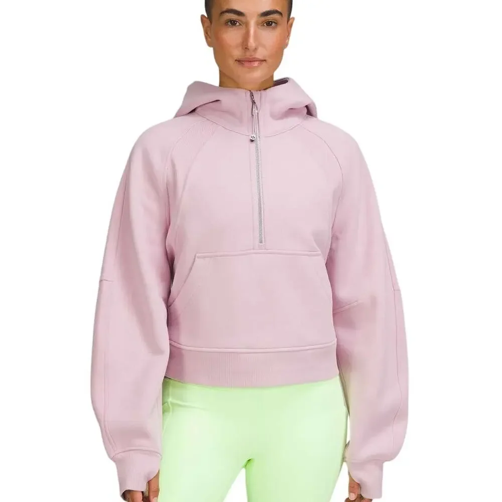 Lululemon Scuba Oversized Half-Zip Hoodie Pink Peony Size M/L Sweatshirt Fleece